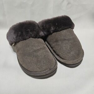 Wild Woolies Genuine‎ Sheepskin Lined Slippers Womens Size 7 Brown Cow Suede